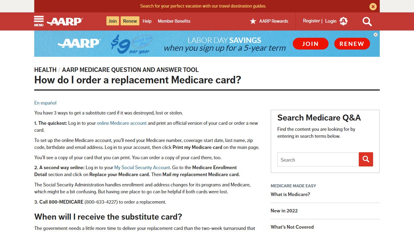 How do I order a replacement Medicare card? - AARP