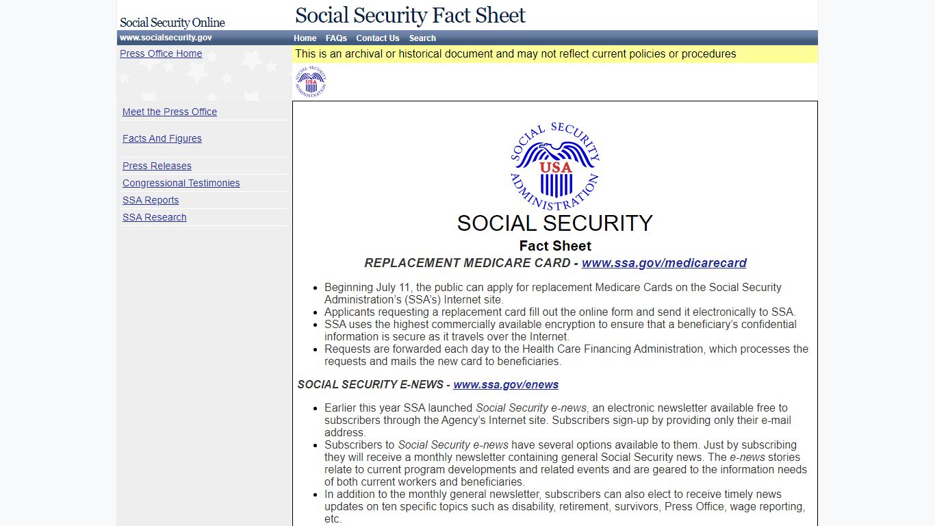 REPLACEMENT MEDICARE CARD - Social Security Administration